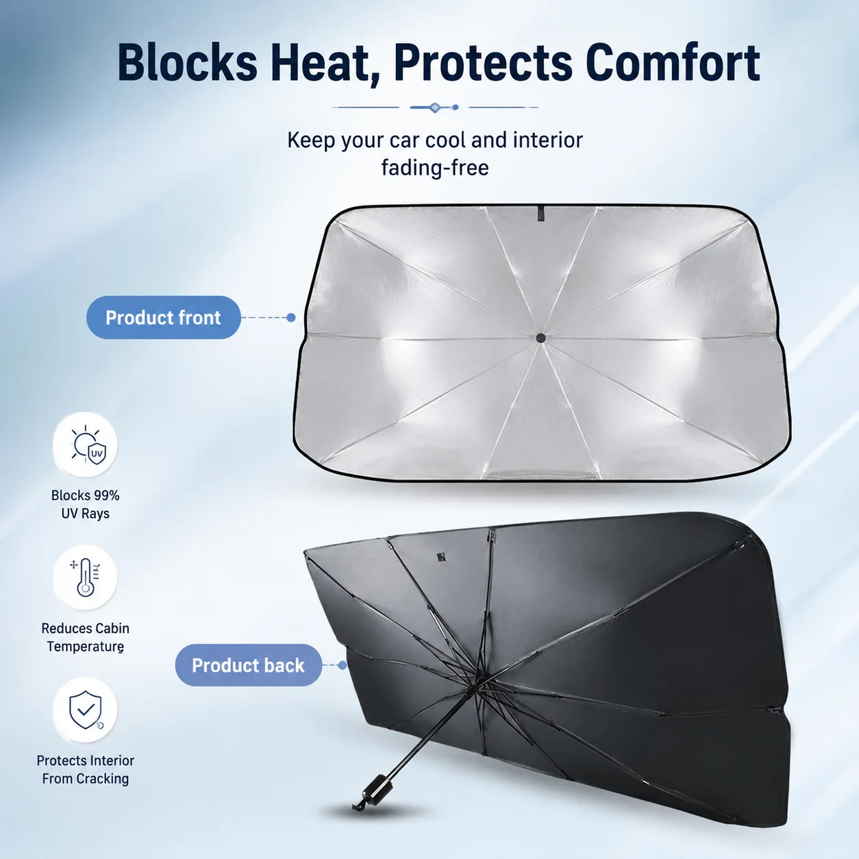 Windshield Sun Shade - قطعة واحدة من مظلة واقية قابلة